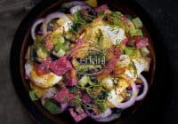 Δροσερή πατατοσαλάτα με Βουβαλίσιο "Μπυράκι" Kerkini Farm & dressing μουστάρδας